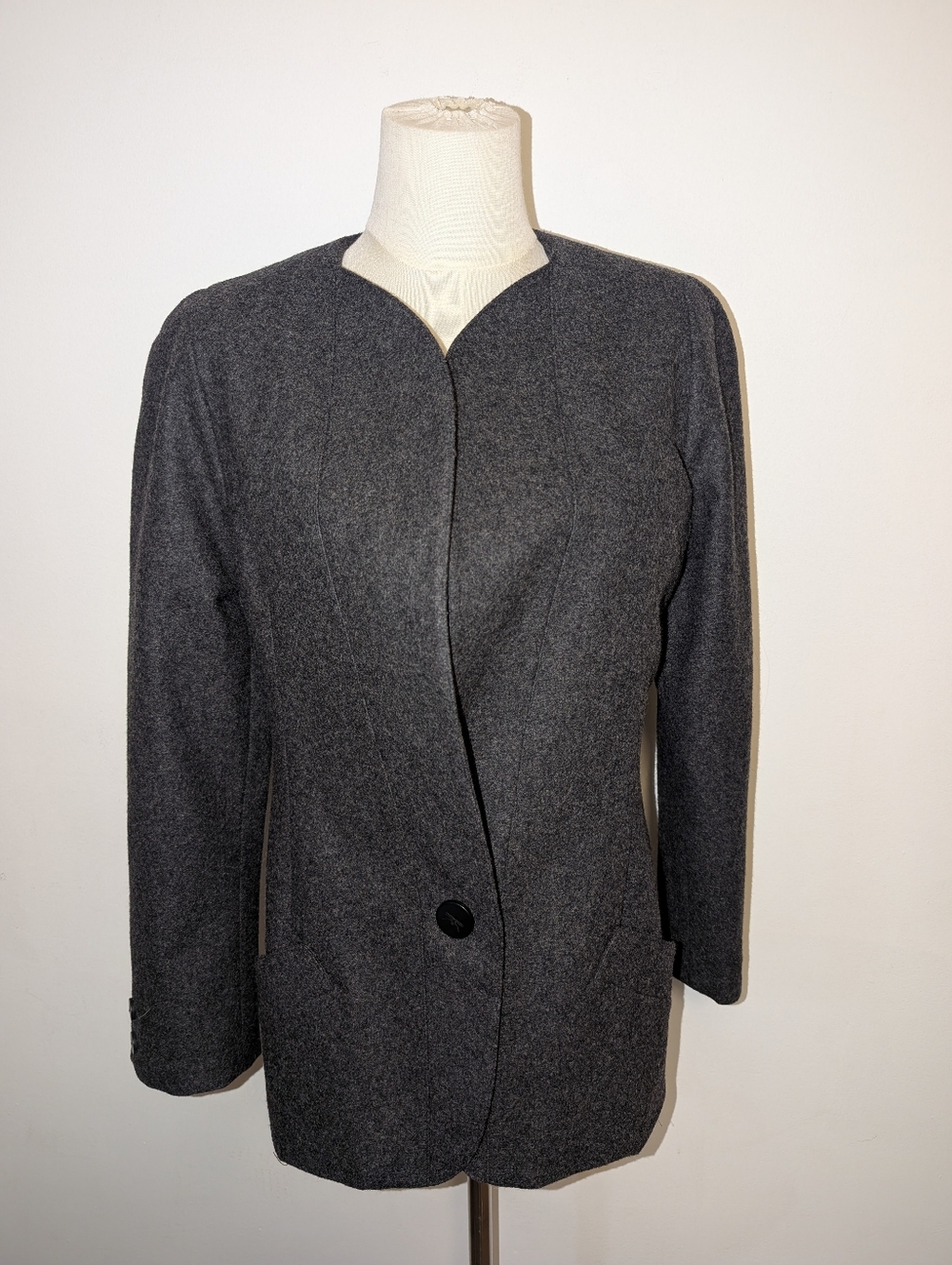 PER TE BY KRIZIA Dark Gray Single-Button Women's Blazer